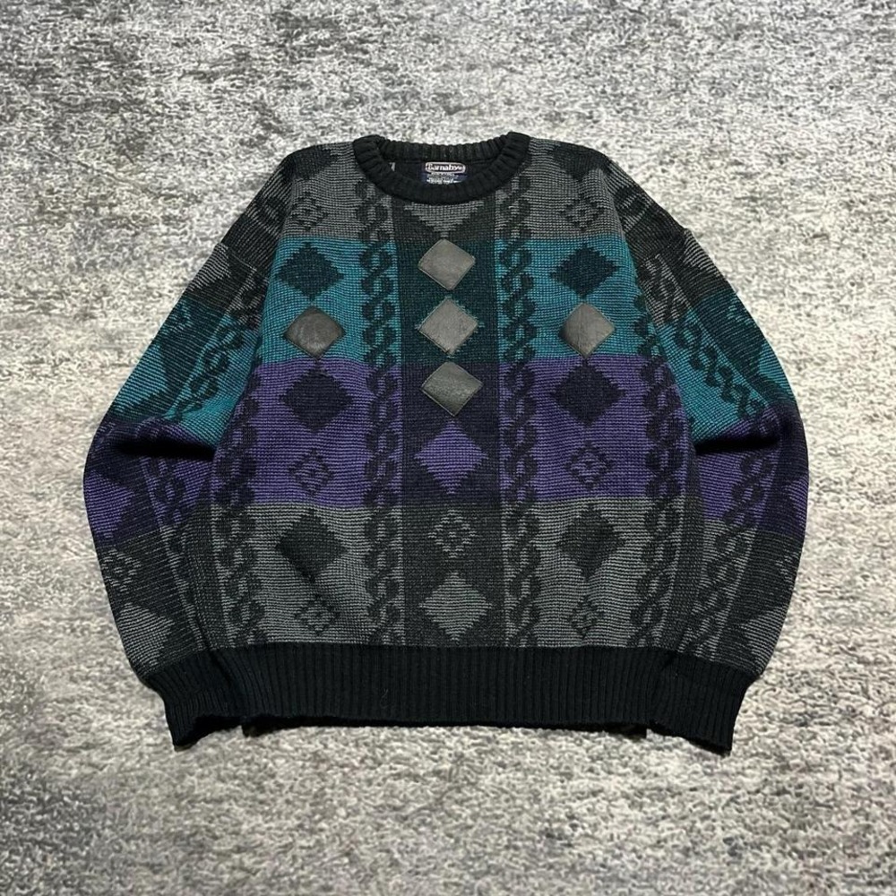 Barnaby Sweater Mens‎ Large Colorful Vintage 90s Geometric Pattern Acrylic